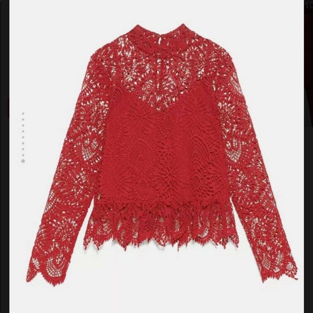 Zara NWT Red Lace Top